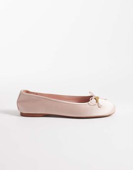 Mango Mango satin ballet flats with key charm detail in baby pink