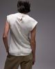 Mango Mango satin drape neck cap sleeve top in ivory-White - 4