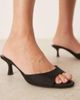 Mango Mango satin finish heeled mule sandals in black - 2