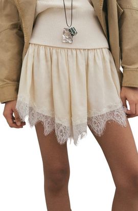 MANGO MANGO Satin Lace Shorts
