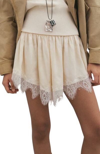 MANGO MANGO Satin Lace Shorts
