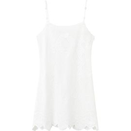 MANGO MANGO Scalloped Crochet Cotton Minidress
