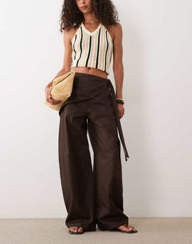 Mango Mango scarf detail barrel pants in brown