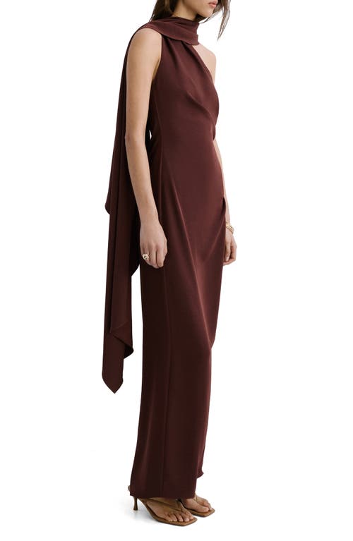 MANGO MANGO Scarf Neck One-Shoulder Dress