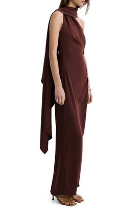 MANGO MANGO Scarf Neck One-Shoulder Dress