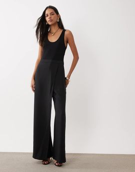 Mango Mango scoop neck sleeveless jumpsuit in black