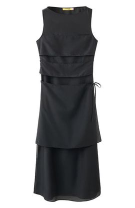 MANGO MANGO Semi-Sheer Paneled Overlay Dress
