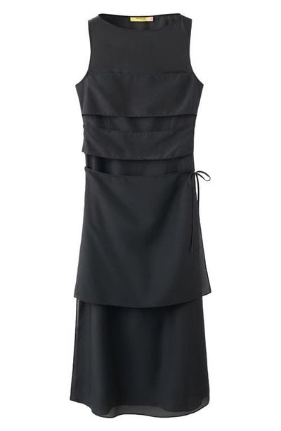 MANGO MANGO Semi-Sheer Paneled Overlay Dress