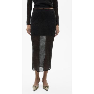MANGO MANGO Semisheer Midi Skirt