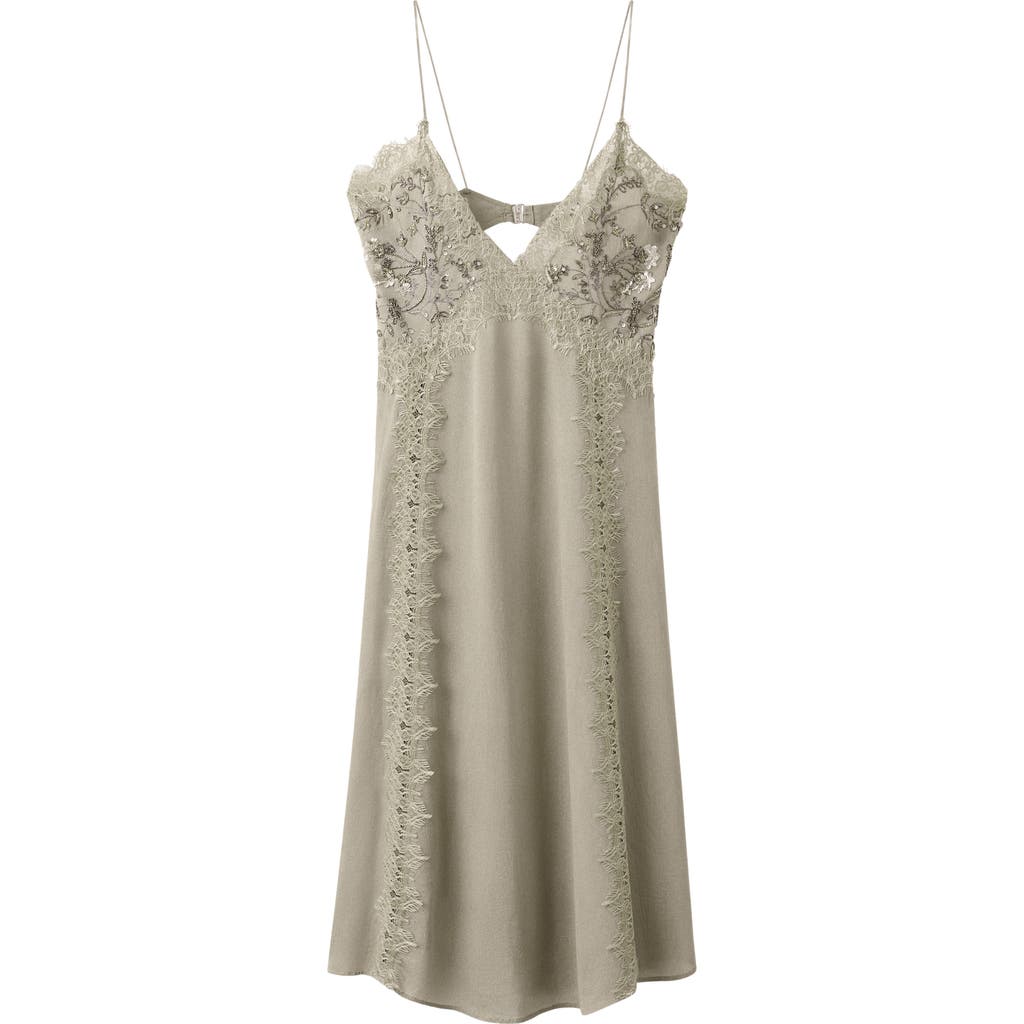 MANGO MANGO Sequin Lace Sleeveless Midi Dress
