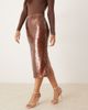 Mango Mango sequin midi skirt in brown - 2