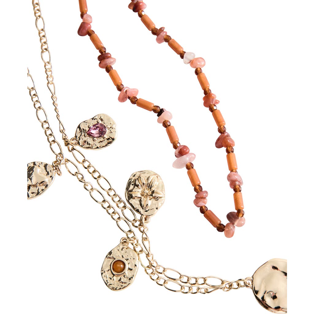 MANGO MANGO Set of 2 Medallion & Semi-Precious Stone Necklaces