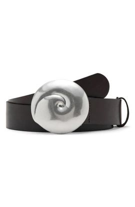 MANGO MANGO Shell Buckle Leather Belt