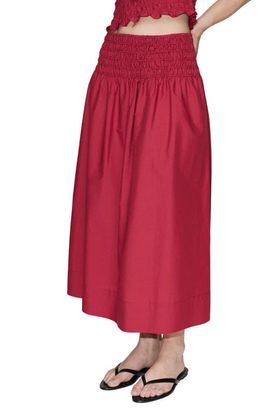 MANGO MANGO Shirred Waist Midi Skirt 