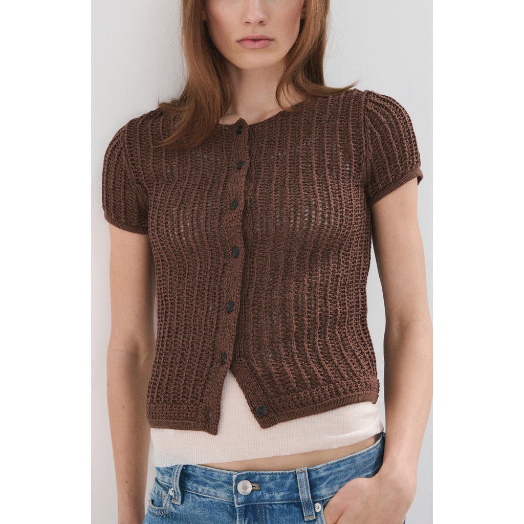 MANGO MANGO Short Sleeve Crochet Cardigan