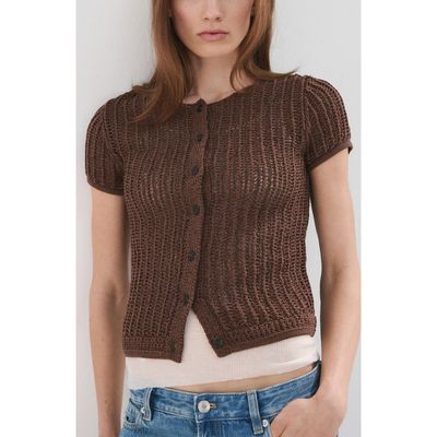 MANGO MANGO Short Sleeve Crochet Cardigan