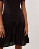 Mango Mango short sleeve tie waist mini dress in chocolate-Brown - 3
