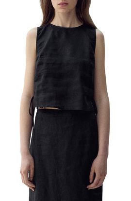 MANGO MANGO Side Bow Sleeveless Linen Top