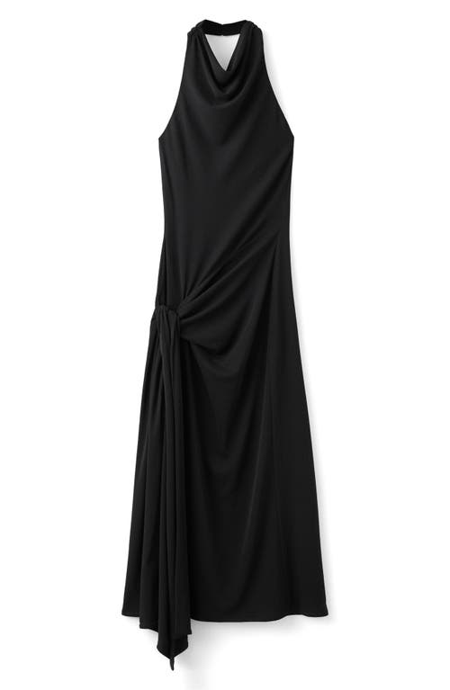 MANGO MANGO Side Drape Halter Maxi Dress