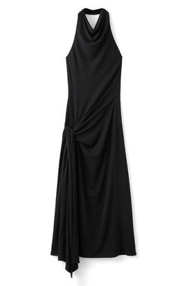 MANGO MANGO Side Drape Halter Maxi Dress