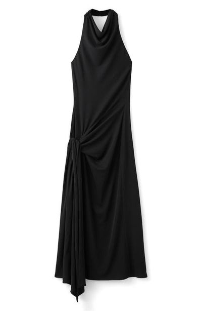 MANGO MANGO Side Drape Halter Maxi Dress