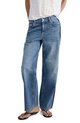 MANGO MANGO Side Stripe Low Rise Relaxed Straight Leg Jeans