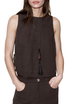 MANGO MANGO Side Tie Double Gauze Top
