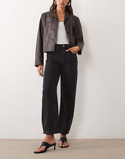 Mango Mango Simone barrel leg jean in washed black