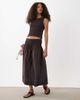 Mango Mango Siros crinkle waist maxi skirt in dark brown - part of a set - 1