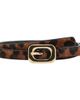 MANGO MANGO Skinny Leopard Print Genuine Calf Hair Belt - 1