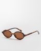 Mango Mango skinny oval sunglasses in brown tortoiseshell - 1