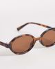 Mango Mango skinny oval sunglasses in brown tortoiseshell - 2