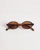 Mango Mango skinny oval sunglasses in brown tortoiseshell - 3
