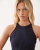Mango Mango sleeveless halter neck midi dress in blue plaid print - 3