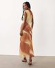 Mango Mango sleeveless maxi dress in orange watercolor print - 4