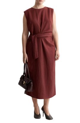 MANGO MANGO Sleeveless Sash Midi Dress