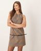 Mango Mango sleeveless tailored mini dress with belt in brown plaid - 2
