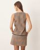 Mango Mango sleeveless tailored mini dress with belt in brown plaid - 4