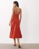 Mango Mango sleeveless wrap detail midi dress with open back detail in red - 3