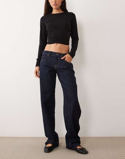 Mango Mango slim barrel jean in indigo-Blue