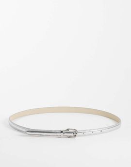 Mango Mango slim belt in silver tone