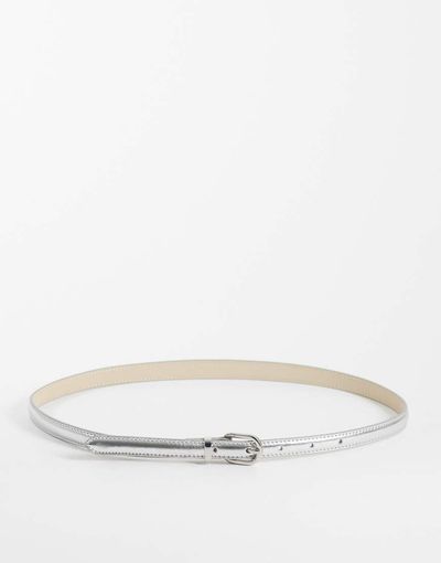 Mango Mango slim belt in silver tone