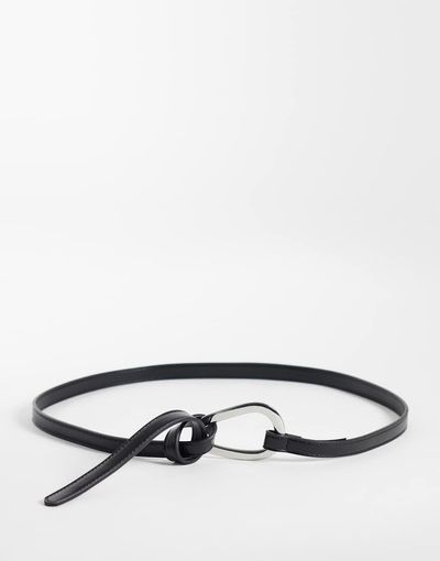 Mango Mango slim belt with statement buckle in black