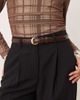 Mango Mango slim faux leather belt in brown - 1