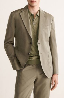 MANGO MANGO Slim Fit Cotton & Wool Jacket