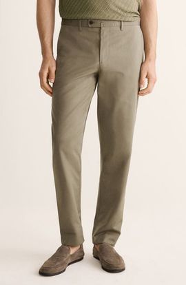 MANGO MANGO Slim Fit Flat Front Wool & Cotton Twill Pants