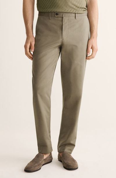 MANGO MANGO Slim Fit Flat Front Wool & Cotton Twill Pants