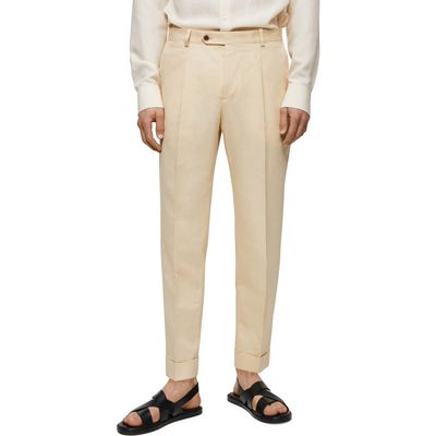 MANGO MANGO Slim Fit Linen & Cotton Pants