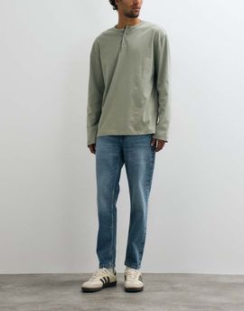 Mango Mango slim tapered jean in mid blue