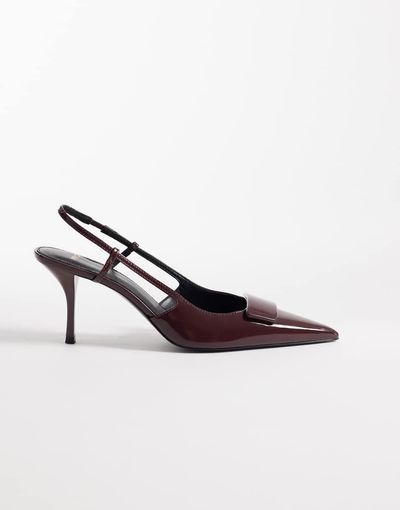 Mango Mango sling back heels in burgundy-Red